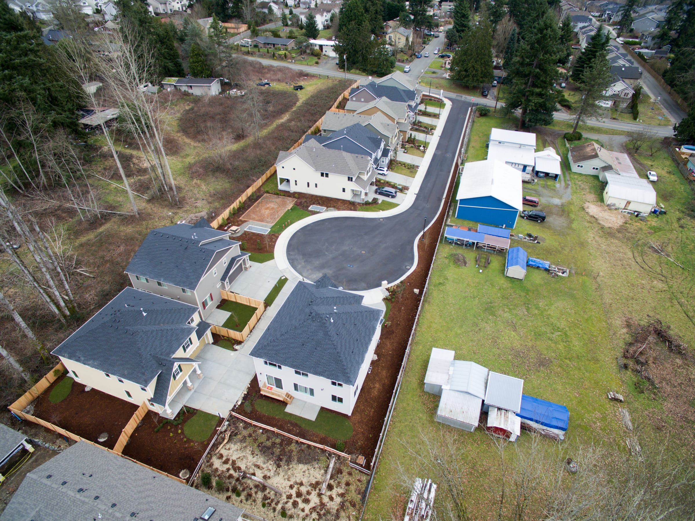 Finished homes in a Taylor Development community